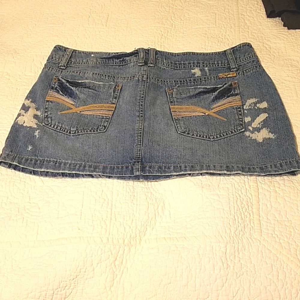 Distressed Denim Mini Skirt